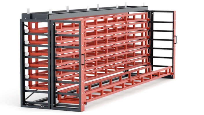 Cassette Drawer Rack offers storage space for long steel profiles